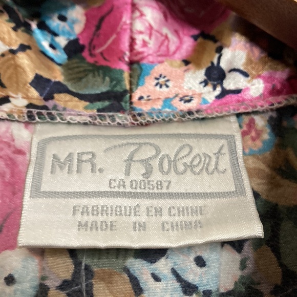 Vintage Robe Women's Medium Pink Floral Satin Shawl Collar Pockets Bows - Picture 12 of 14